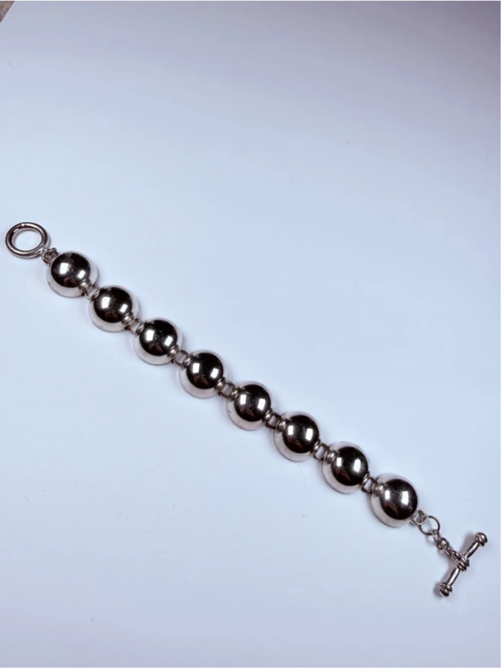 Modernist Space Age Atomic Bubble Sphere Disc 925 Sterling Silver VTG Bracelet